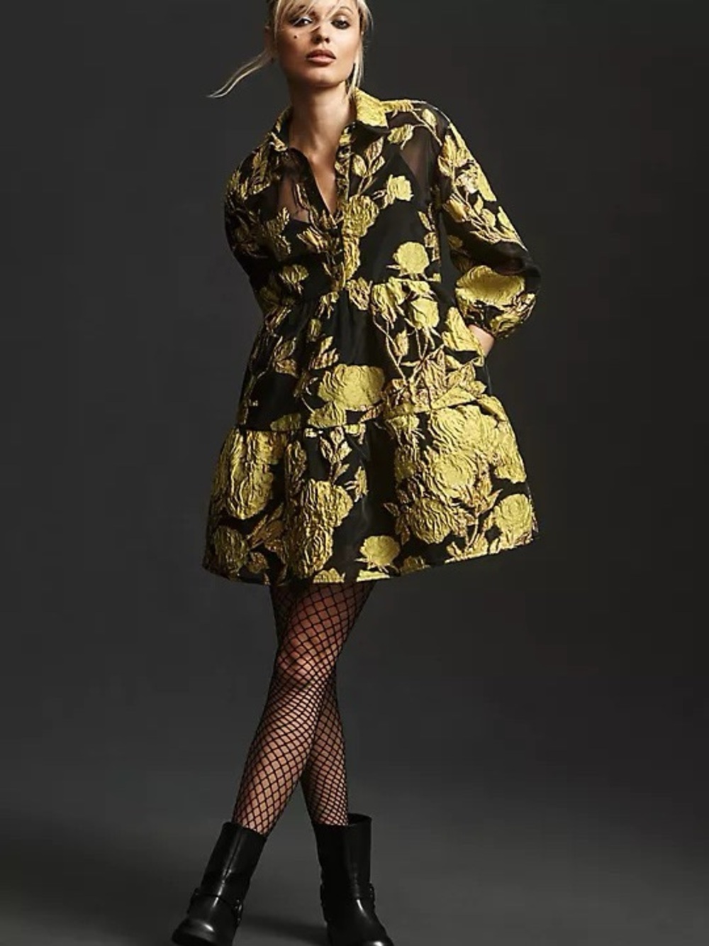 Anthropologie Maeve The Bettina Jacquard Mini Shirt Dress  NWT Sz M - Picture 10 of 14
